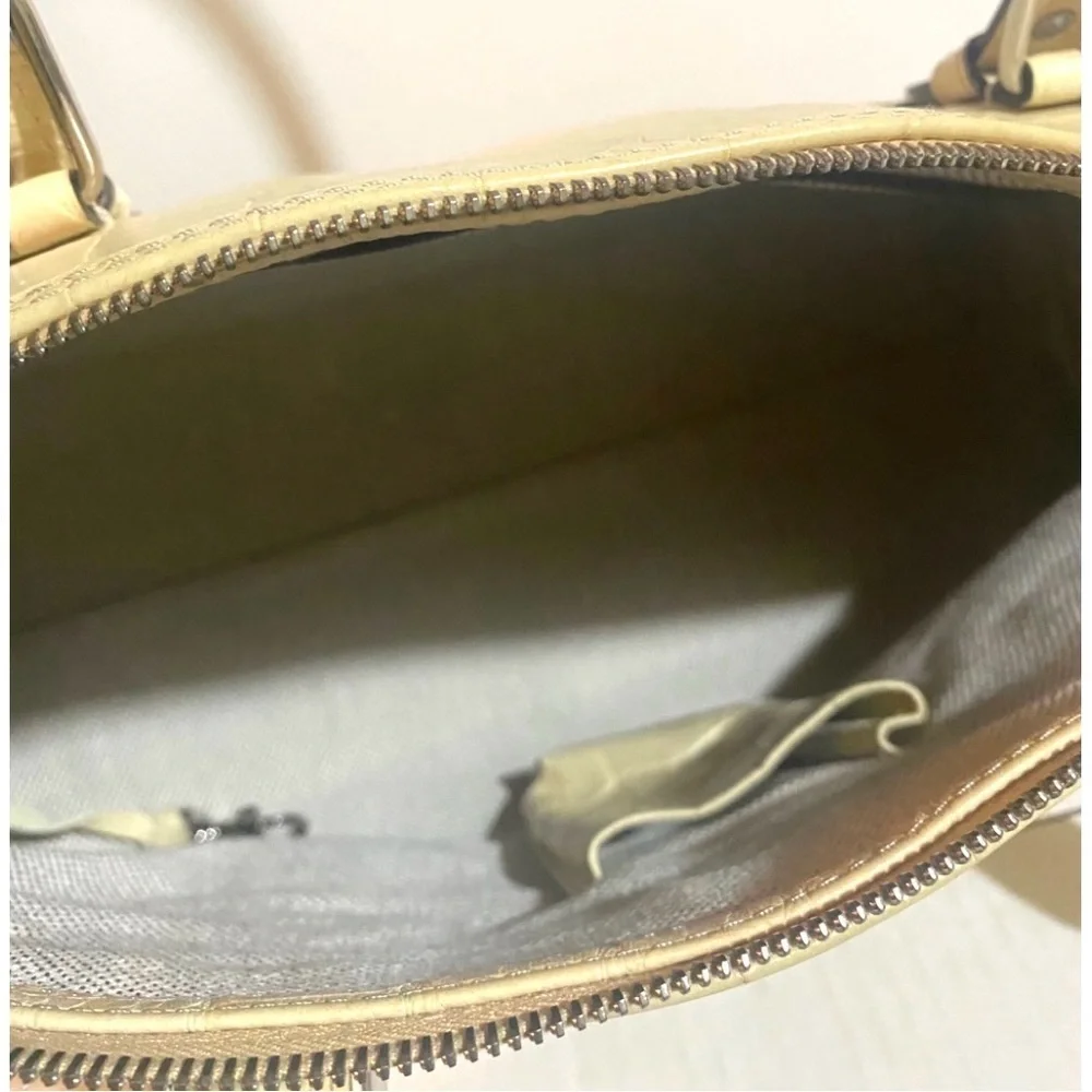 Dooney bourke Cream Croc-Embossed leather satchel Handbag